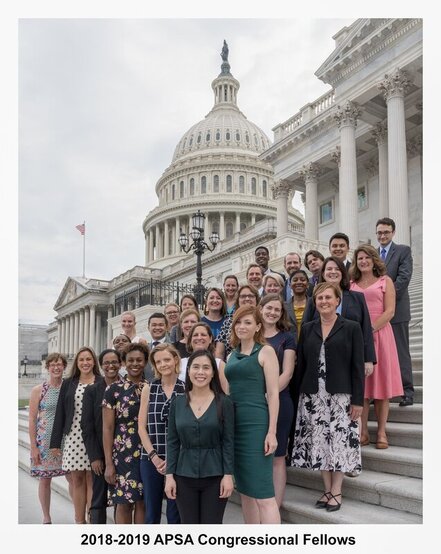 The 2018-2019 American Political Science Association Fellows on the steps of the Capital Building in Washington DC. 